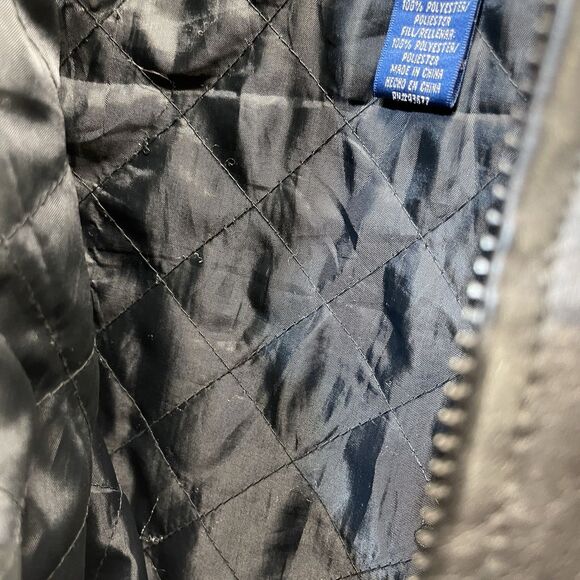 TownCraft Leather Bomber Jacket Men's Large Quilted Removable Liner Full Zip - Picture 9 of 11